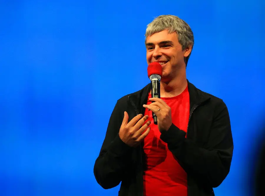 Stock image of one of the richest people in the world, Larry Page, with a normal type