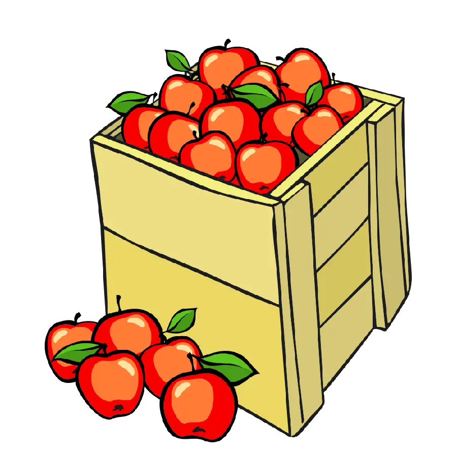 PNG image of boxes full of red apples, cut out and without background 