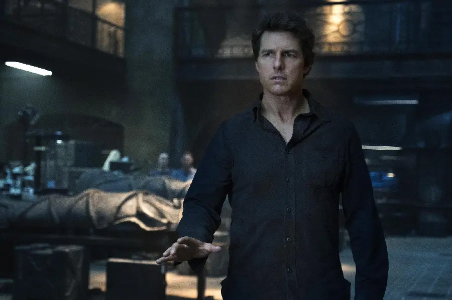 A picture taken of Tom Cruise in a movie sequence