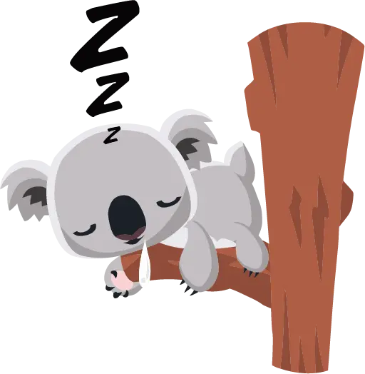 Photo of a graphic painting of a gray koala bear resting on a eucalyptus tree 