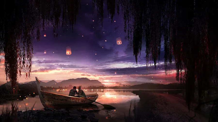 4k resolution wallpaper with a romantic design in a relaxing fantasy and dreamy place