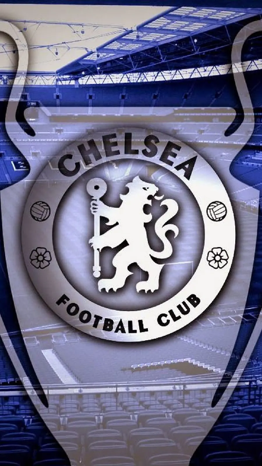 Download wallpaper with the silver logo of the popular English team Chelsea