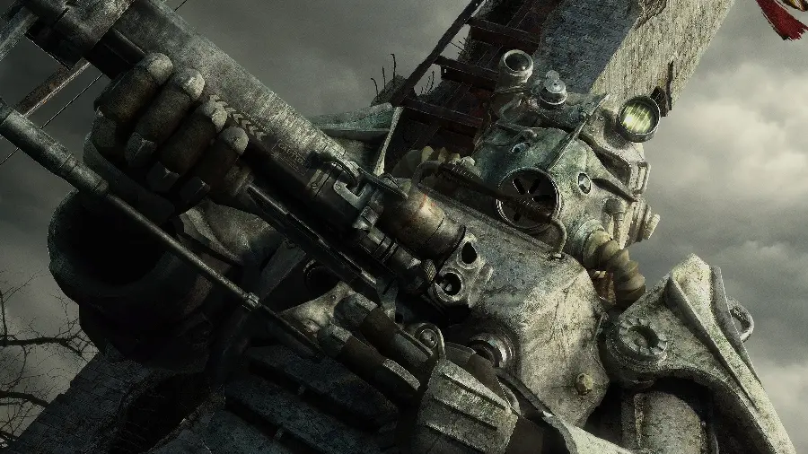 Image of a giant fighting robot in a dark and black theme suitable for computers