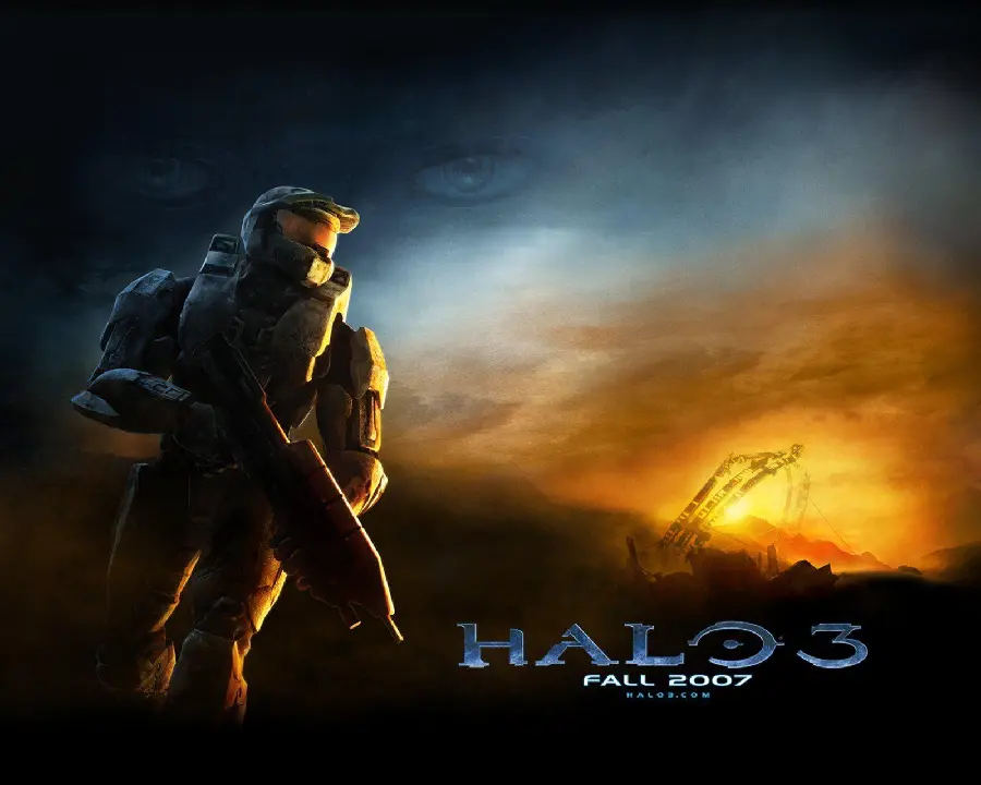 Background photo from Halo 3 with the constant presence of Master Chief