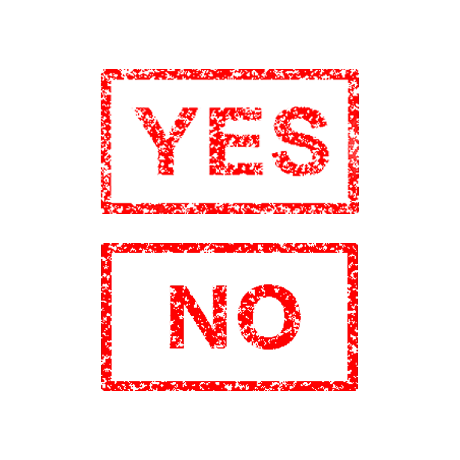 Photo of options and yes and no signs typed in English 