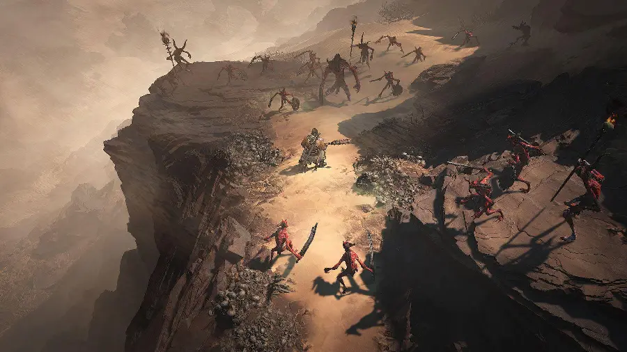 Background photo of the battle of demons and characters of the exciting game Diablo