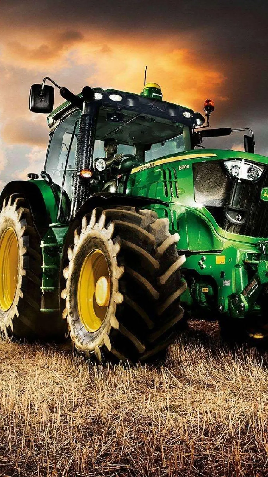 Unique background image of a cool green tractor for your phone