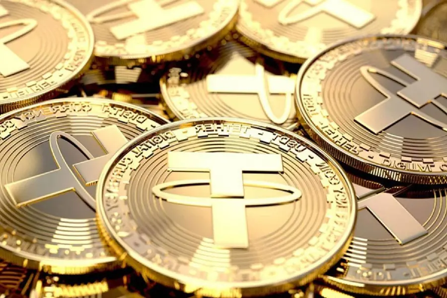 High quality coin graphic photo with Tether logo design and simple background