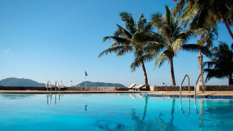 Spectacular and attractive outdoor pool background suitable for summer desktop background