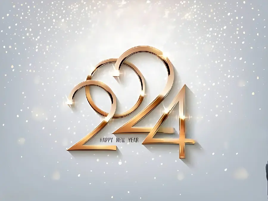 The most stylish picture of the golden number 2024 for New Year and Christmas 2024 congratulations