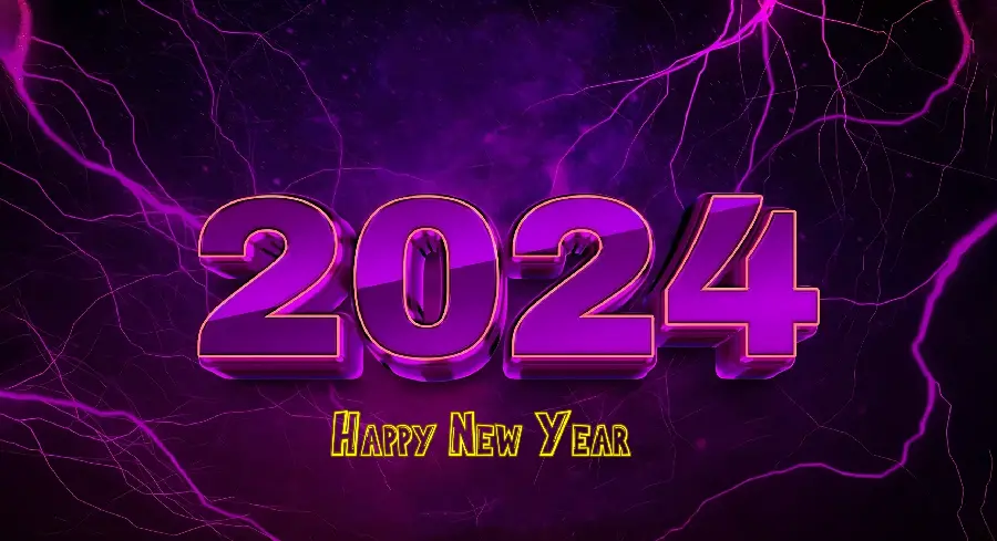 Free download of the pink illuminated graphic photo of the number 2024 for Christmas
