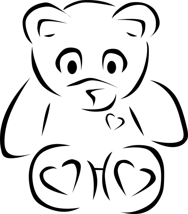 PNG drawing of a teddy bear for children to color