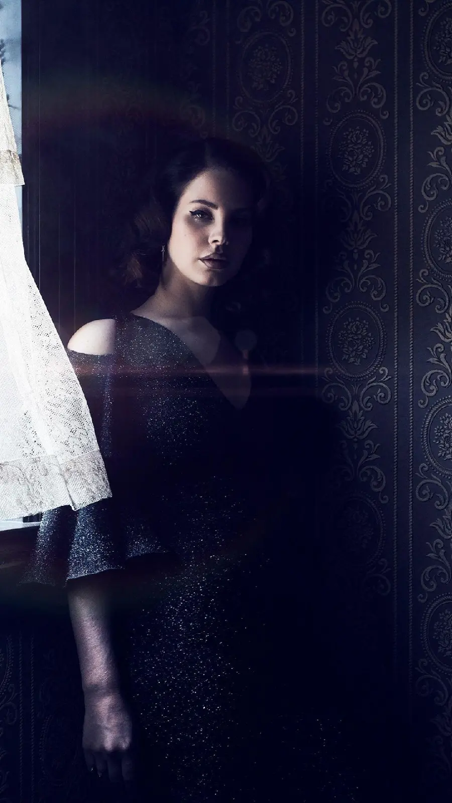 Wallpaper of Lana Del Rey suitable for phones with a cool black style