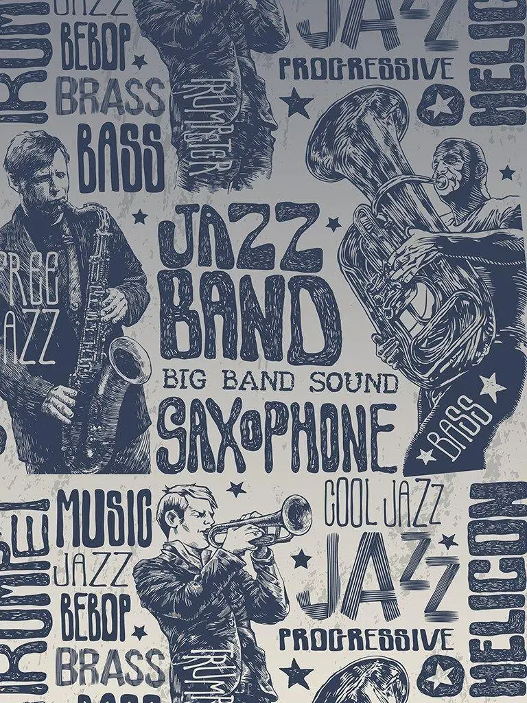 Background photo with a jazz music design for wall poster printing