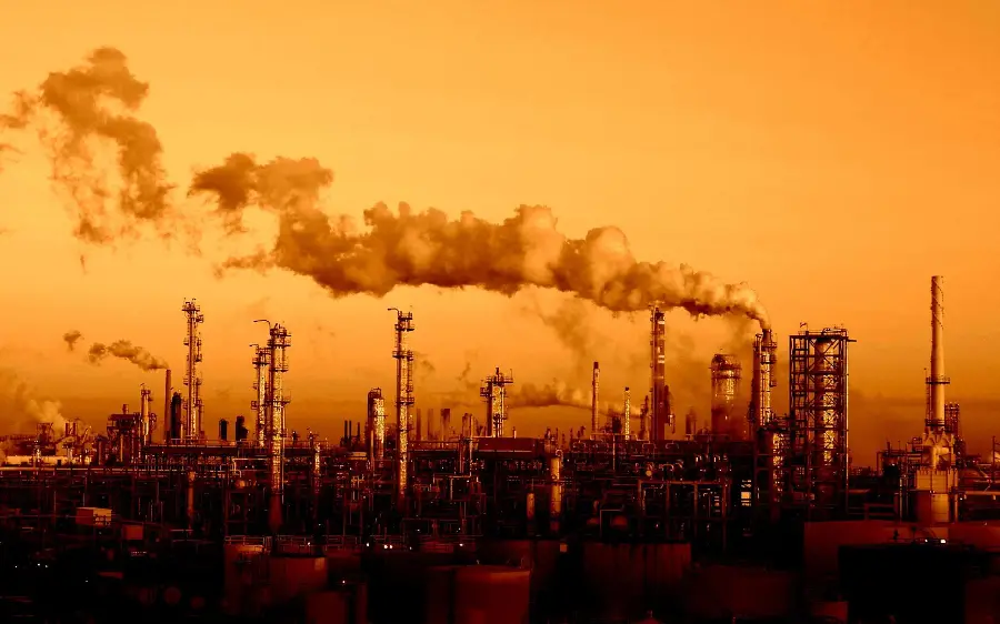 Stock photo of climate change with industrial pollution