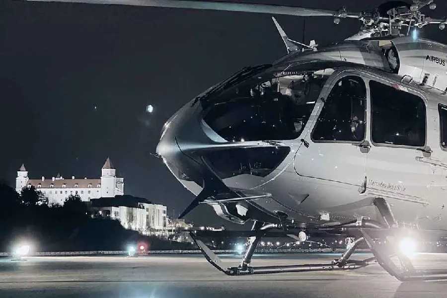 Wallpaper of a stylish and modern private helicopter landing