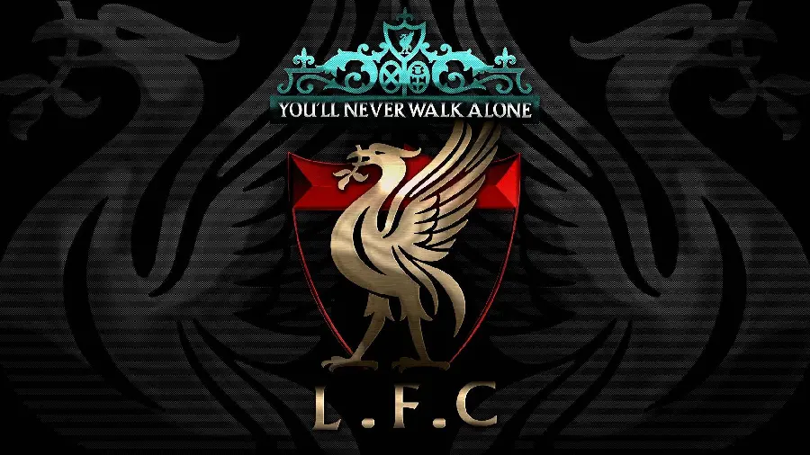 Wallpaper in the dark theme with the famous design of the Liverpool football team