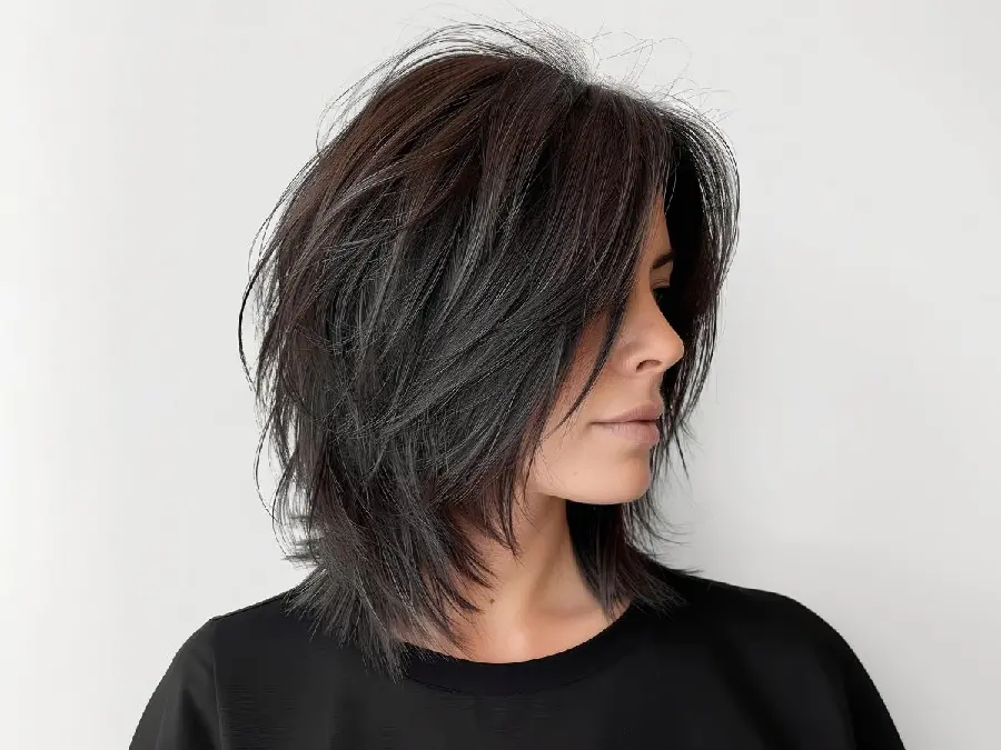 Picture of a straight or bare hairstyle for women and girls with a free style and without texture 