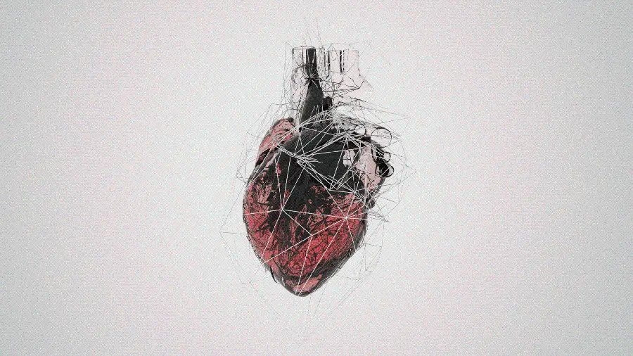 Heart-shaped robot background image for profile