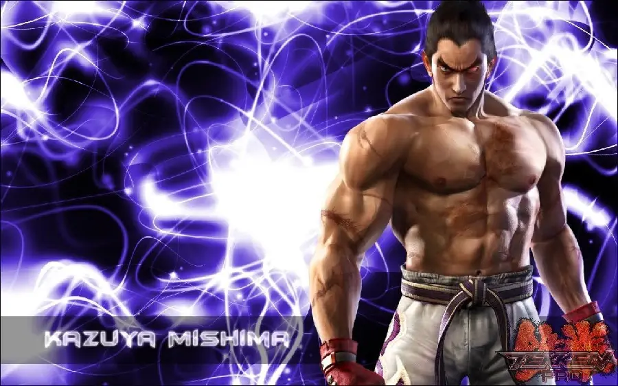 Download Wallpaper of Kazuya Mishima on Purple Background
