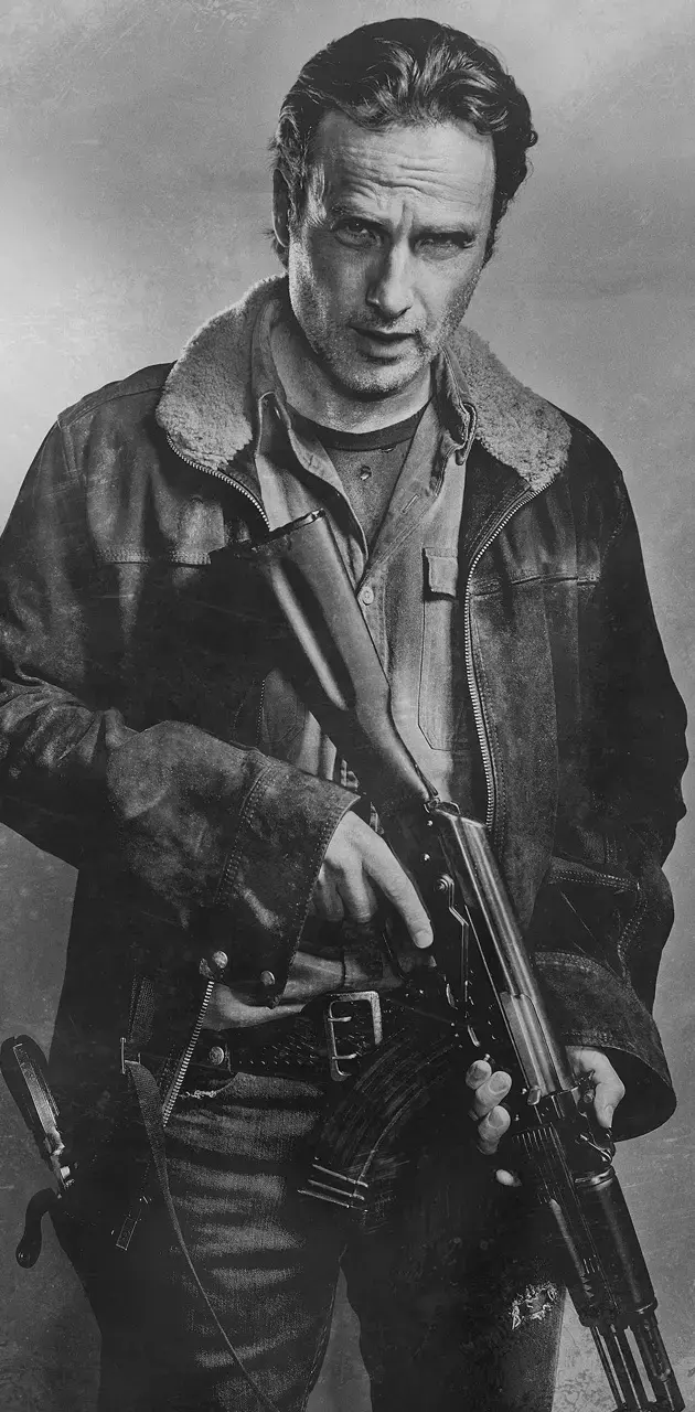 The best black and white photo of Rick in the Walking Dead series for profiles