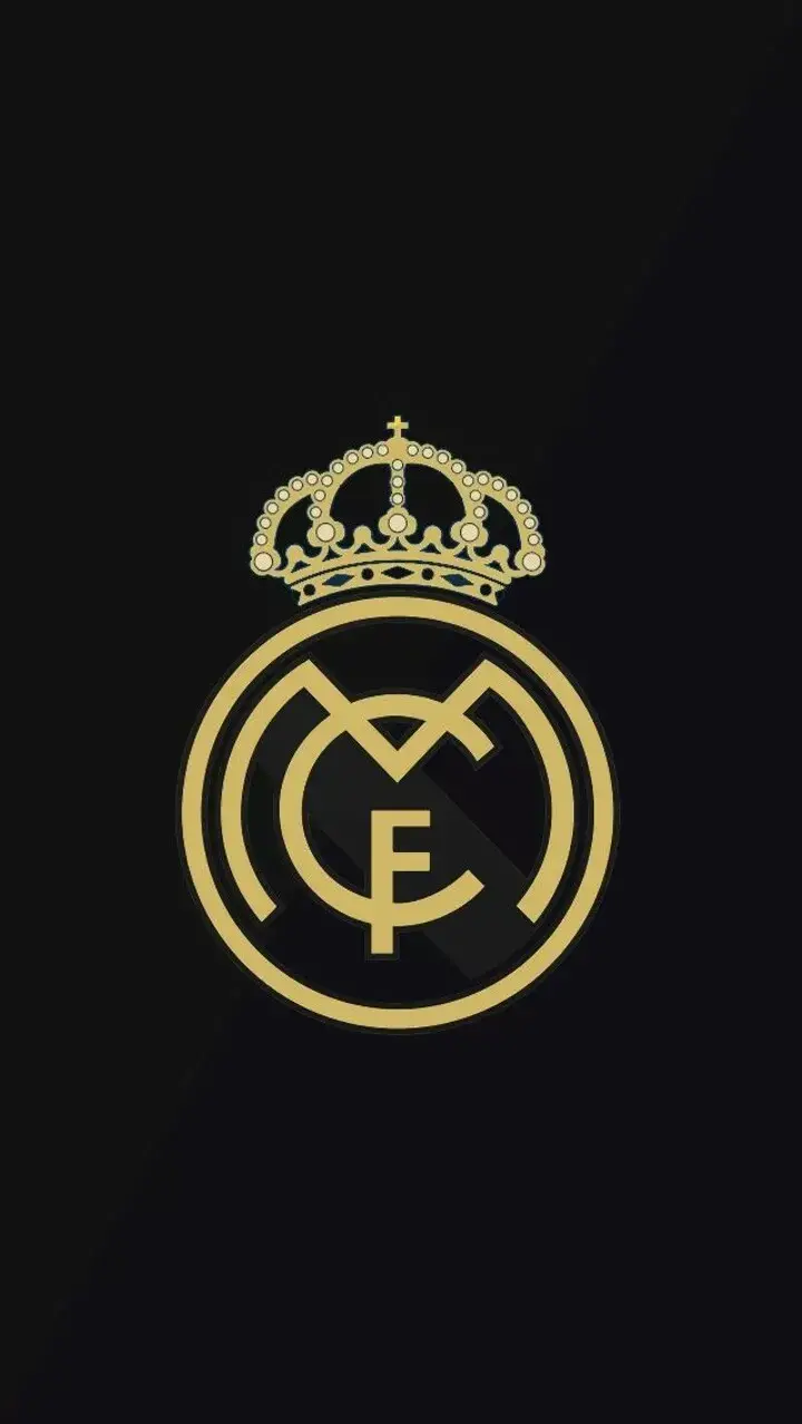 Photo of the Real Madrid logo for the phone background in a black gold theme 