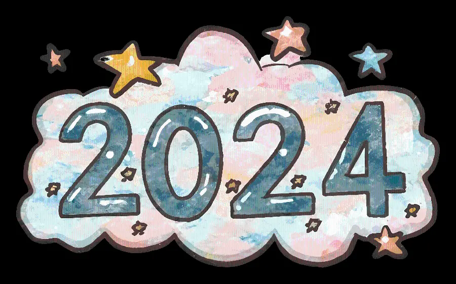 Photo with the New Year 2024 design with a happy and beautiful design