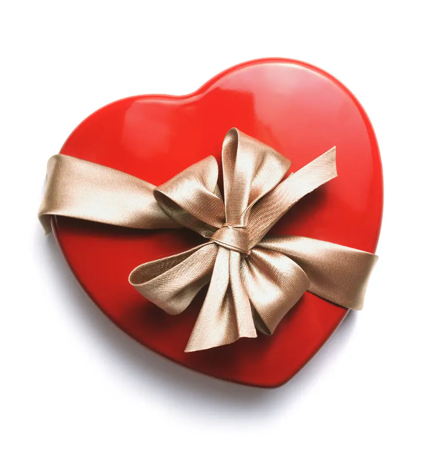 Download stock photo of a heart wrapped with a ribbon for Valentine's Day 