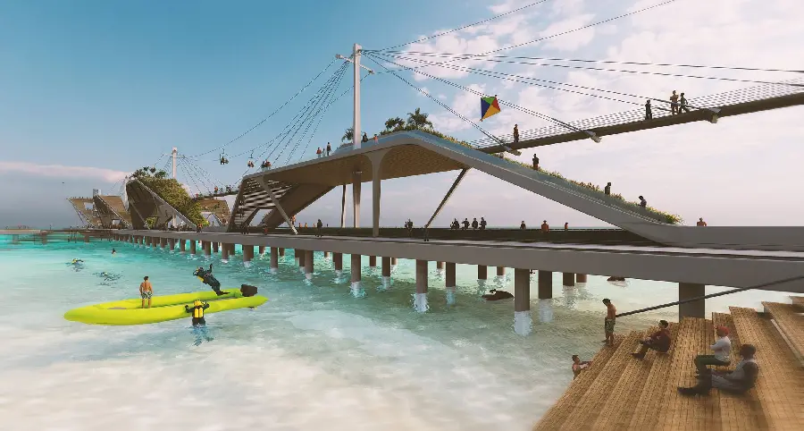 Download photo of the reconstruction of the famous Kish Island's blue bridge