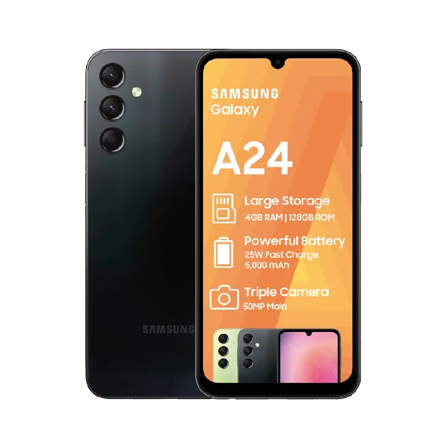 Photo of the newly launched Samsung Galaxy A24 in black