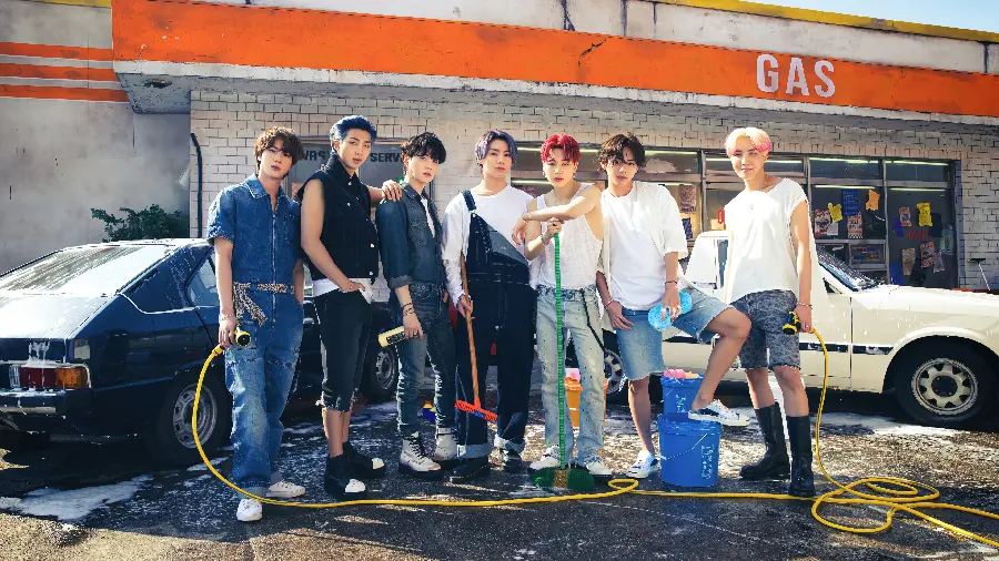 Desktop background photo of BTS members' style in the music video butter