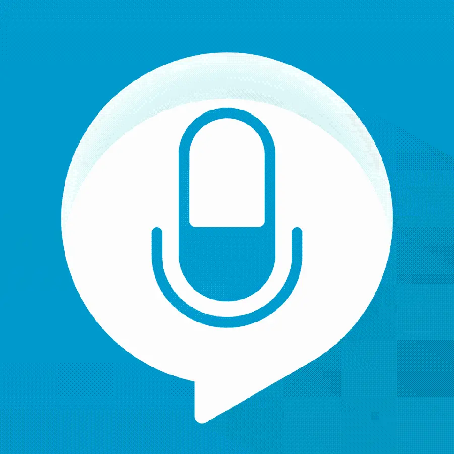Audio translation image on a blue background