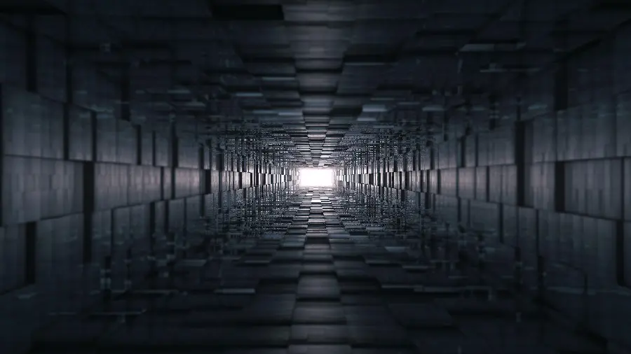 8k background of the strange architecture of a dark and dark tunnel