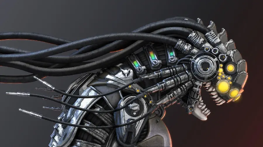 Cool background photo of a scary space robot for fans of fantasy and science
