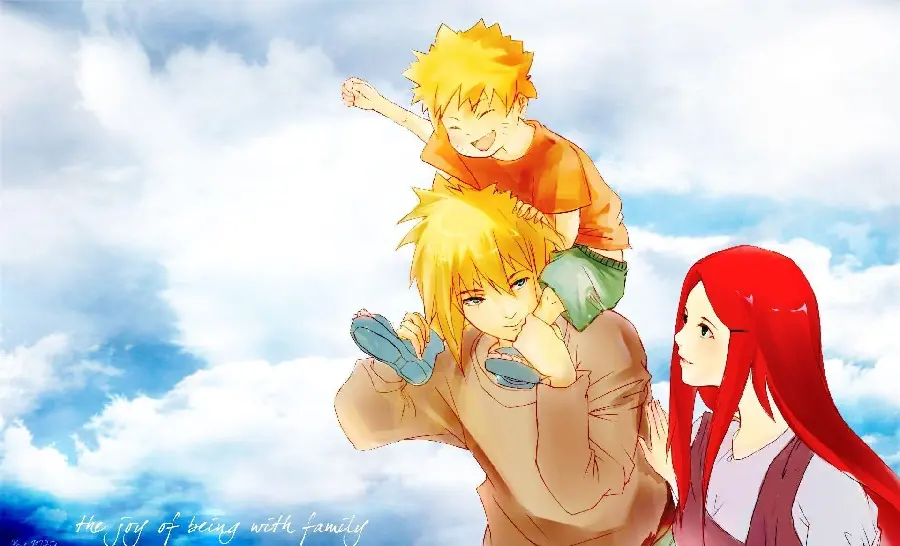 Anime happy family picture of husband and wife with child for profile