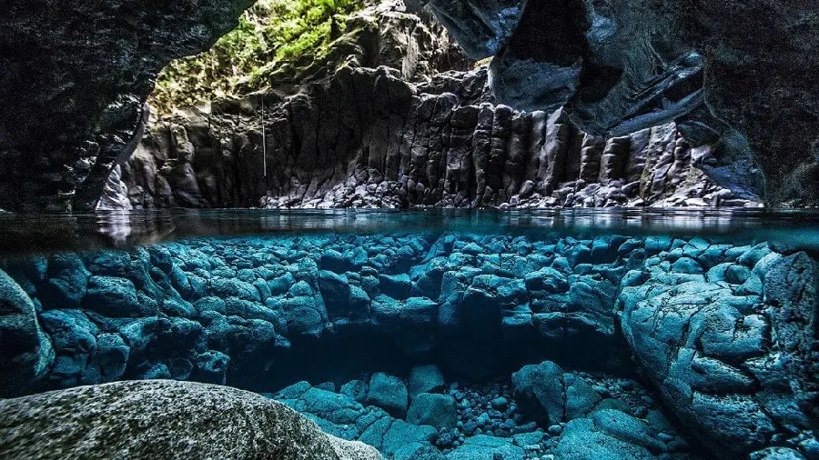 Download image quality of the clear waters of the pristine natural cave lake