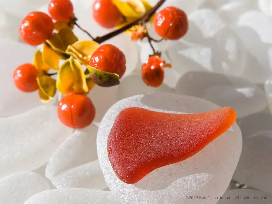 Orange silica stone photo sea glass