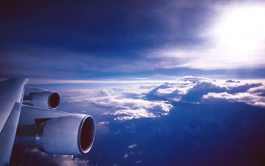 Aircraft Wing Wallpaper with Large Jet Engines