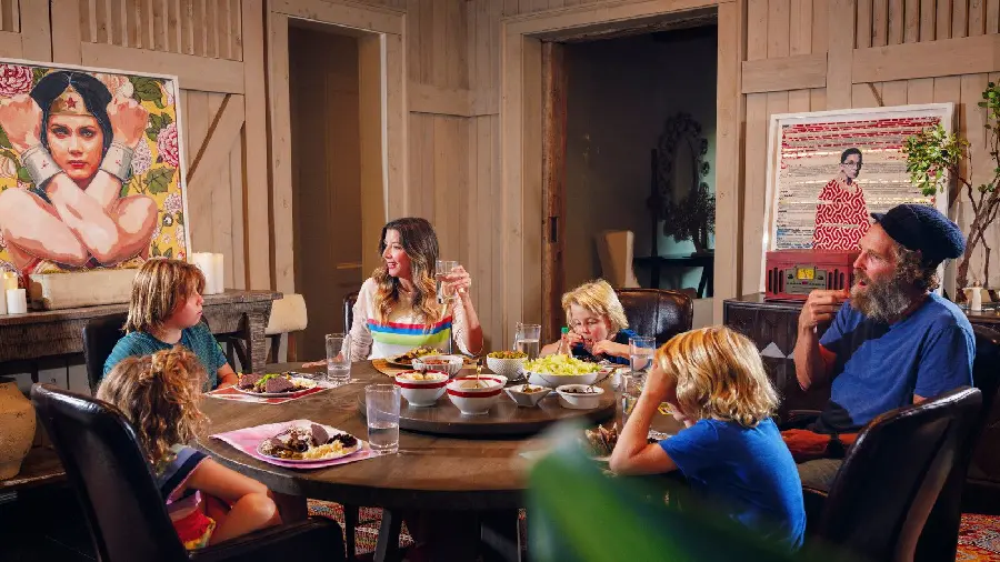 Photo of a family eating in a restaurant Family Dinner