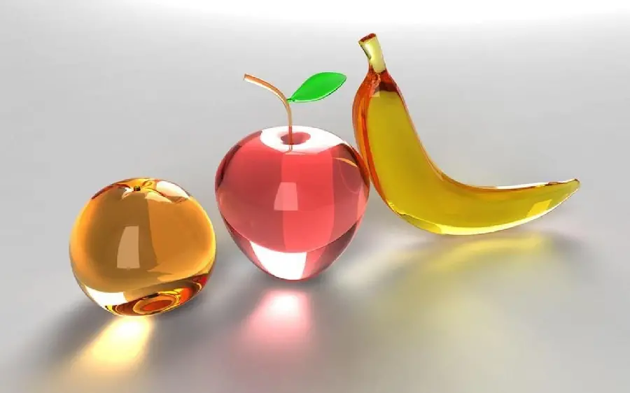 Glass Fruits Apple Banana Orange