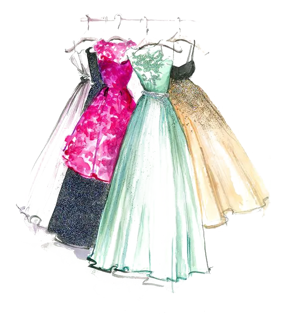 Vector png evening dress design suitable for advertising and signs and printing