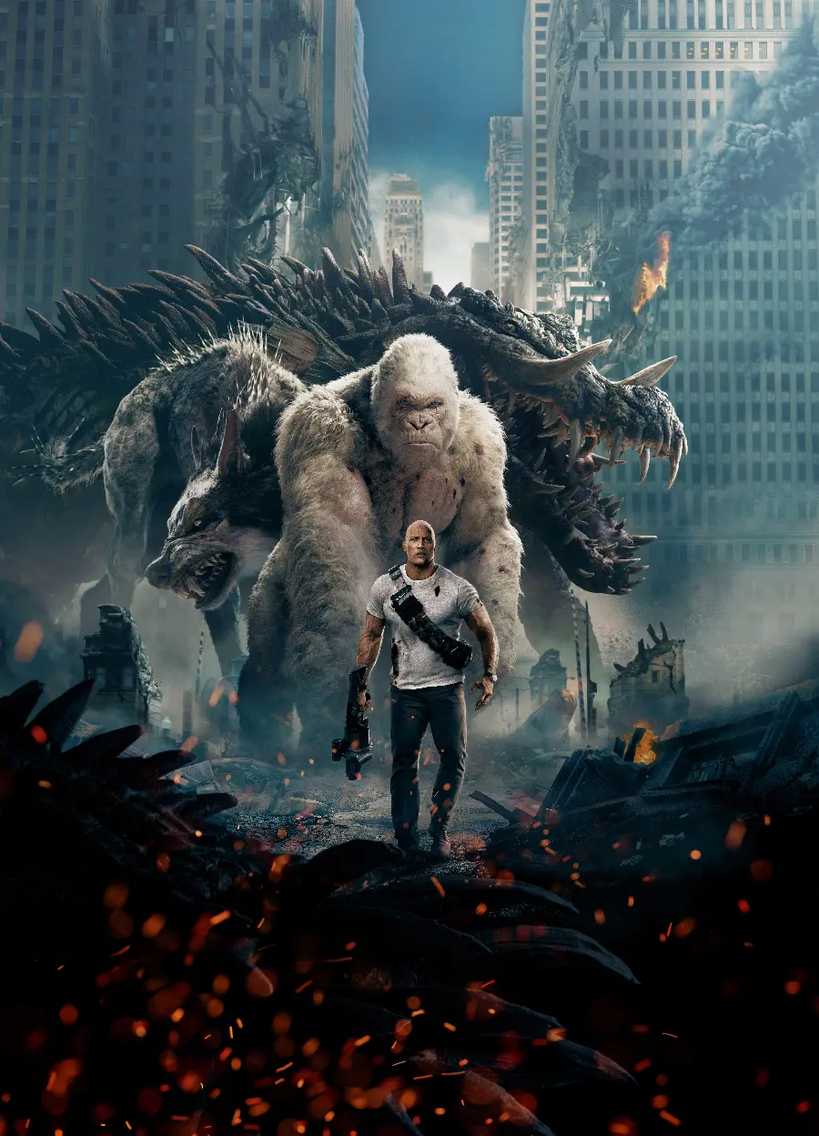 Cool photo of a white gorilla with famous actor Dwayne Johnson