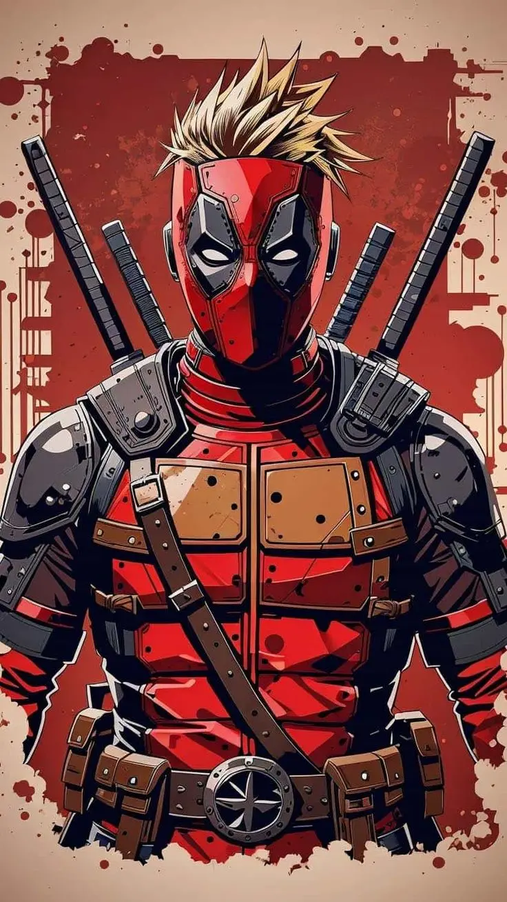Red minimalism wallpaper Deadpool comic Marvel