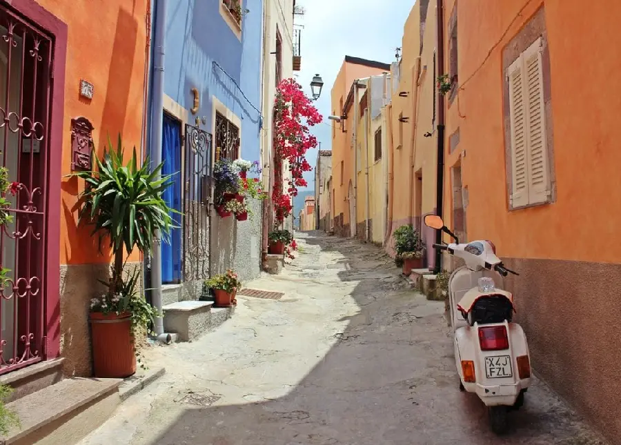 Narrow street in the old texture of Italy photo for wallpaper