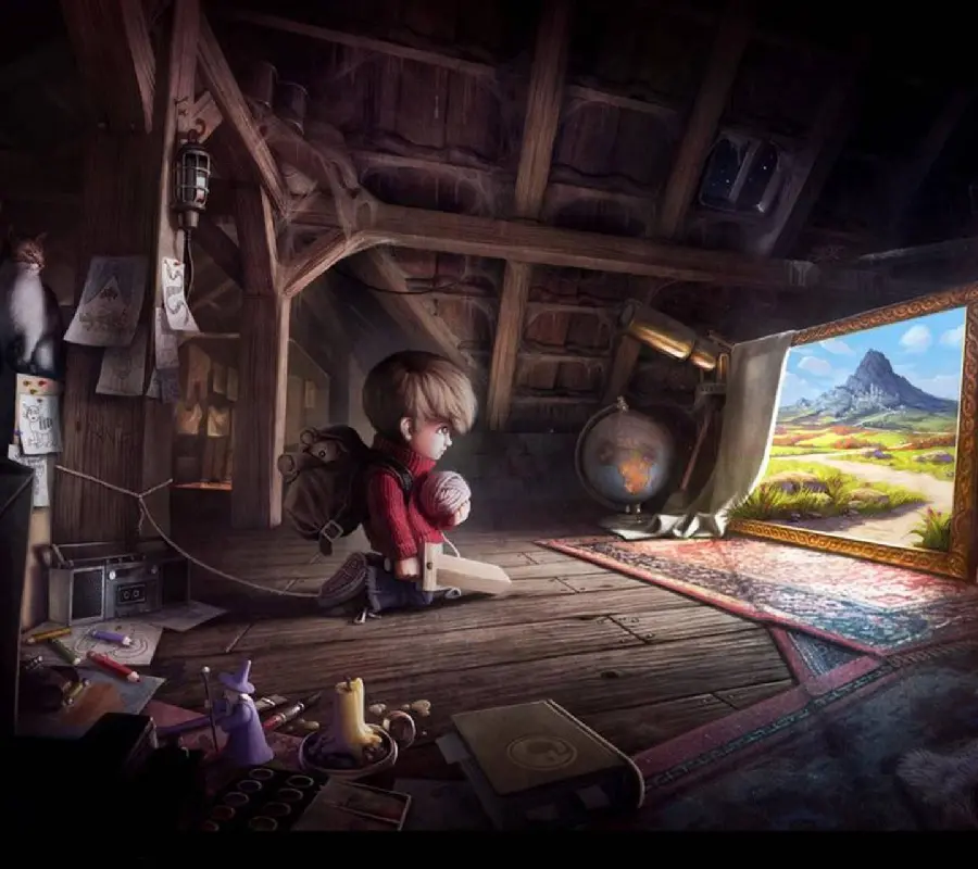 Cartoon drawing of your son alone in the attic