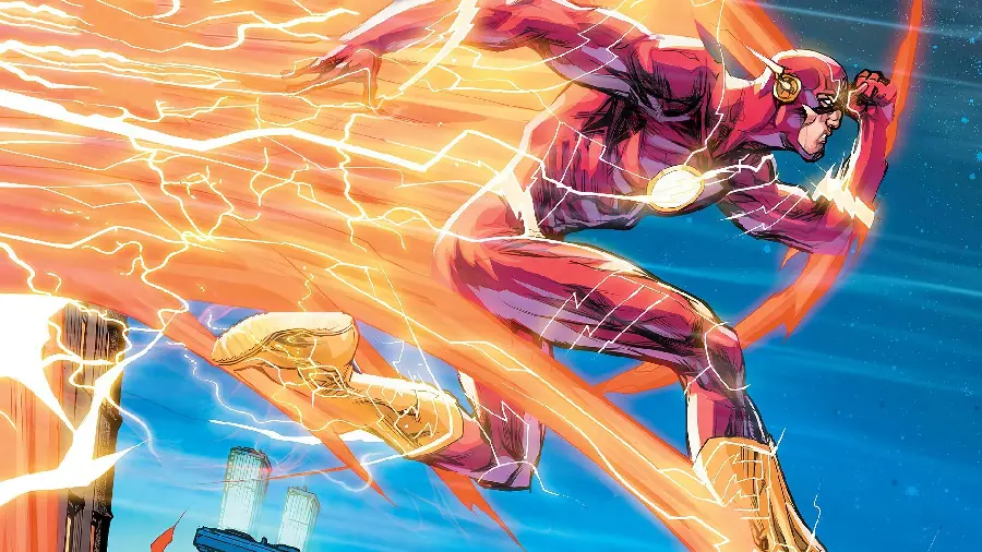 Very cool background from DC Flash Comics running