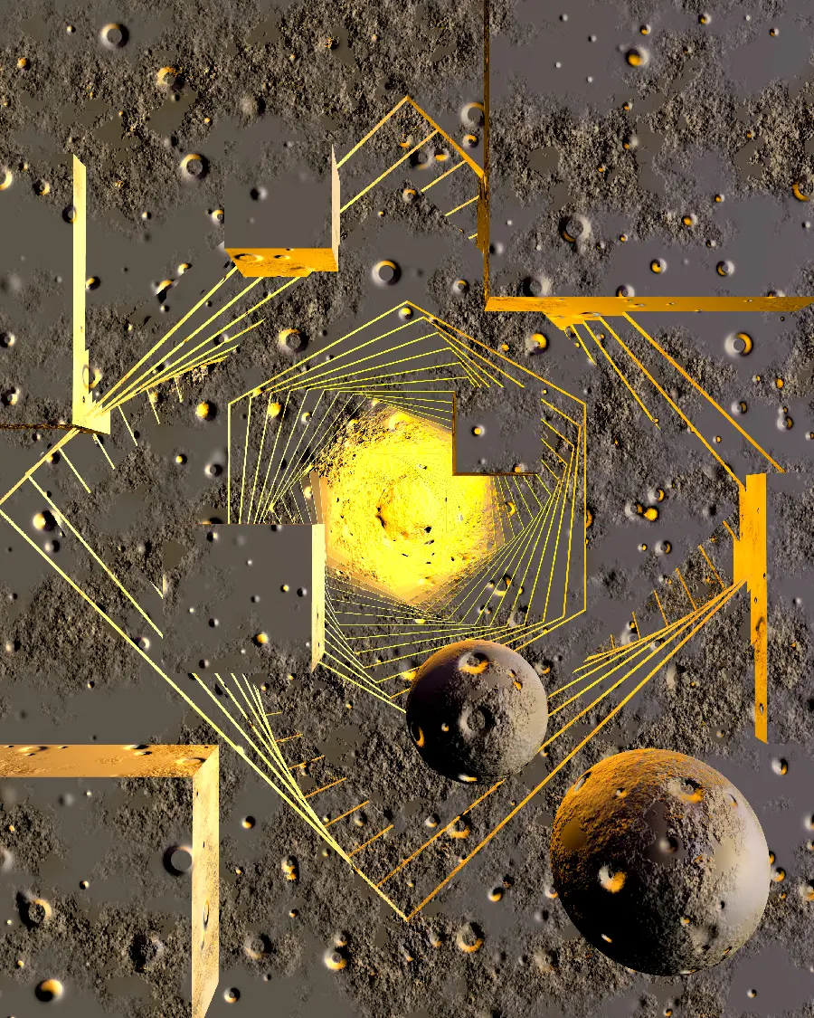 Digital image designed with inspiration from space and the galaxy in the color of the metallic world
