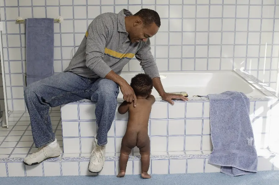 Baby photo and baby photo next to father