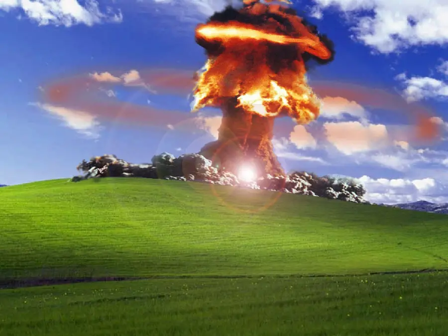 Photo of Nuclear Explosion on the Famous Windows XP Hill