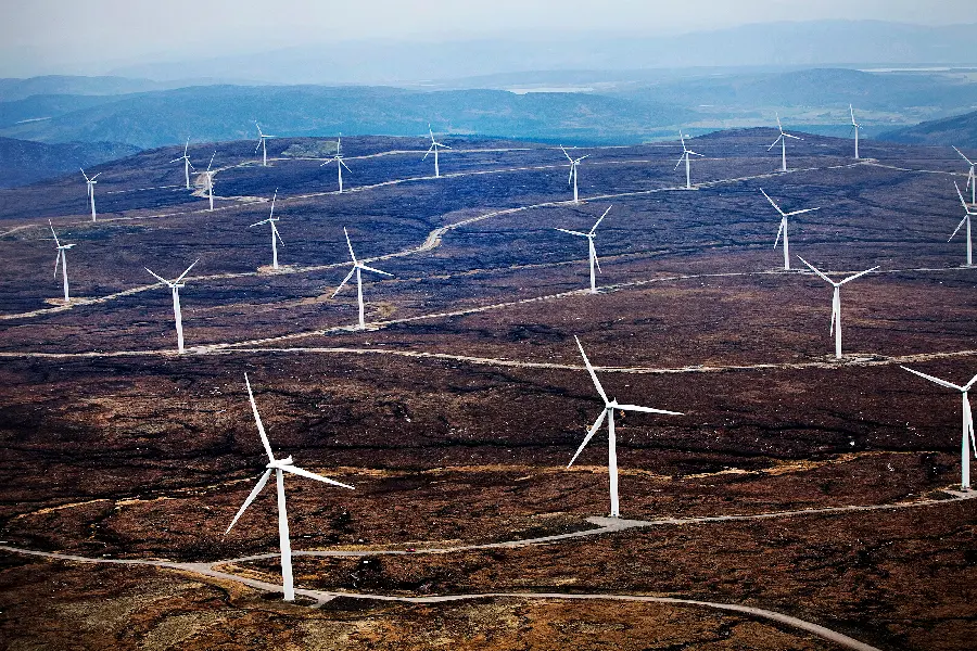 High quality photo of wind turbine power plant